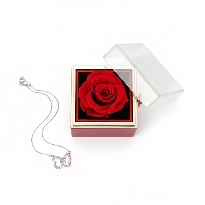 Rotating Eternal Rose Box With Heart Necklace For Mom Rotating Rose Flower Rose Creative Rose Jewelry Packaging Box Mother's day